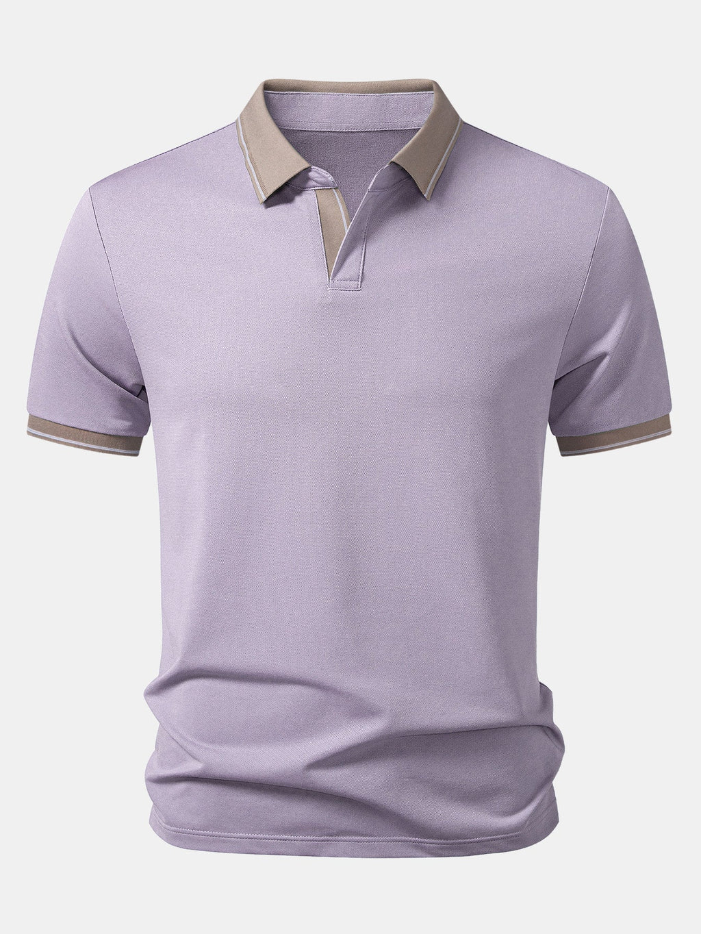 Contrast Trim Johnny Collar Polo