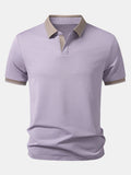 Contrast Trim Johnny Collar Polo