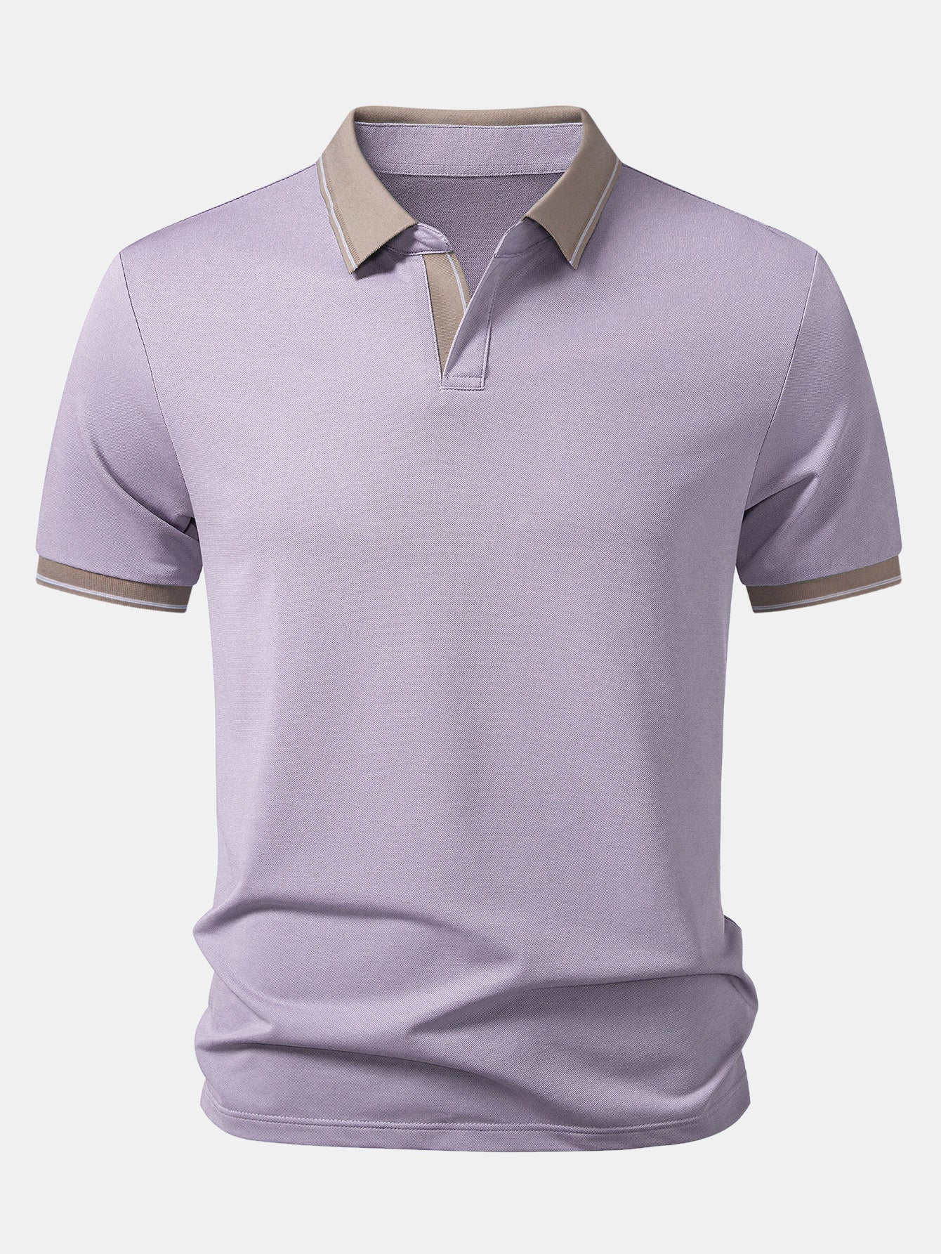Contrast Trim Johnny Collar Polo