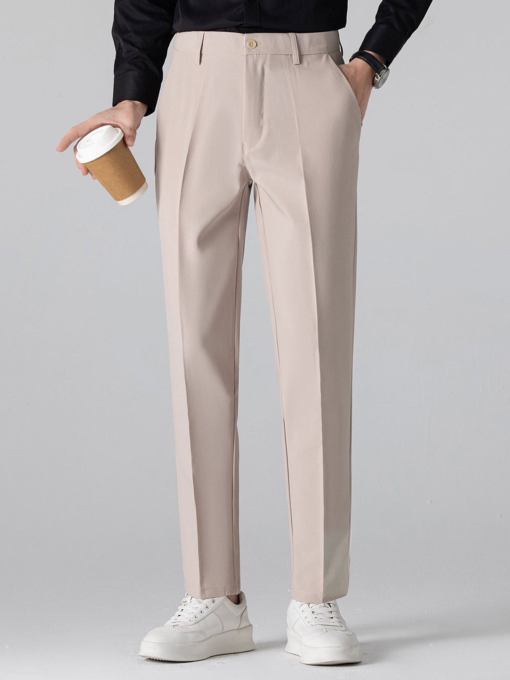 Twisted Jacquard Knit Polo & Slim Fit Tapered Trousers