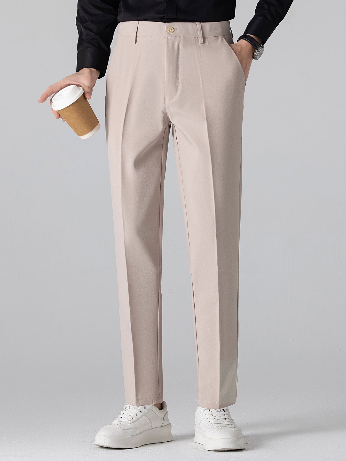 Twisted Jacquard Knit Polo & Slim Fit Tapered Trousers