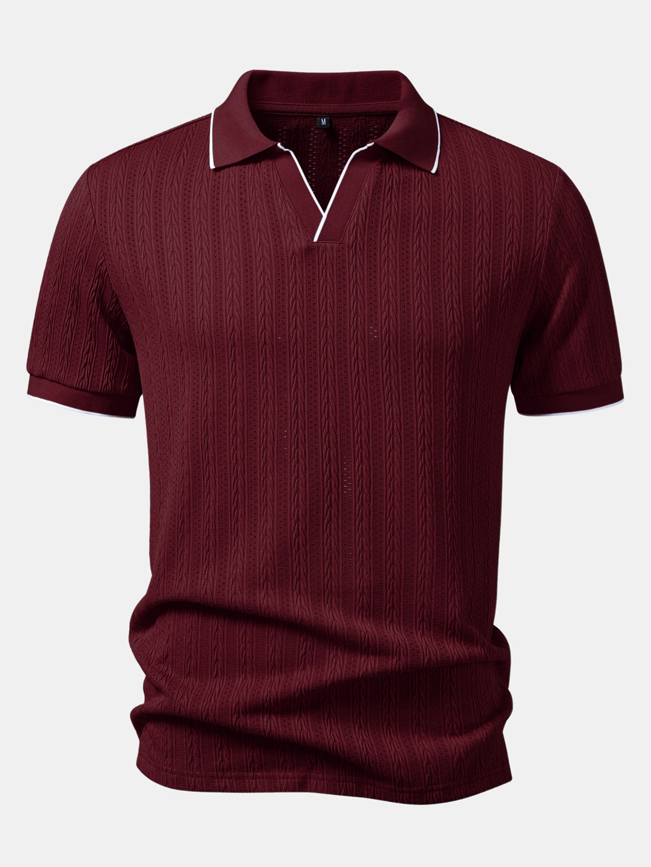 Geometric Jacquard Johnny Collar Polo