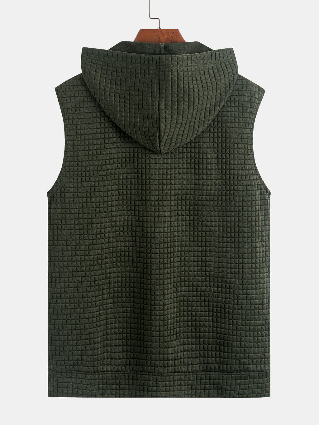 Sleeveless Waffle Zipper Hoodie