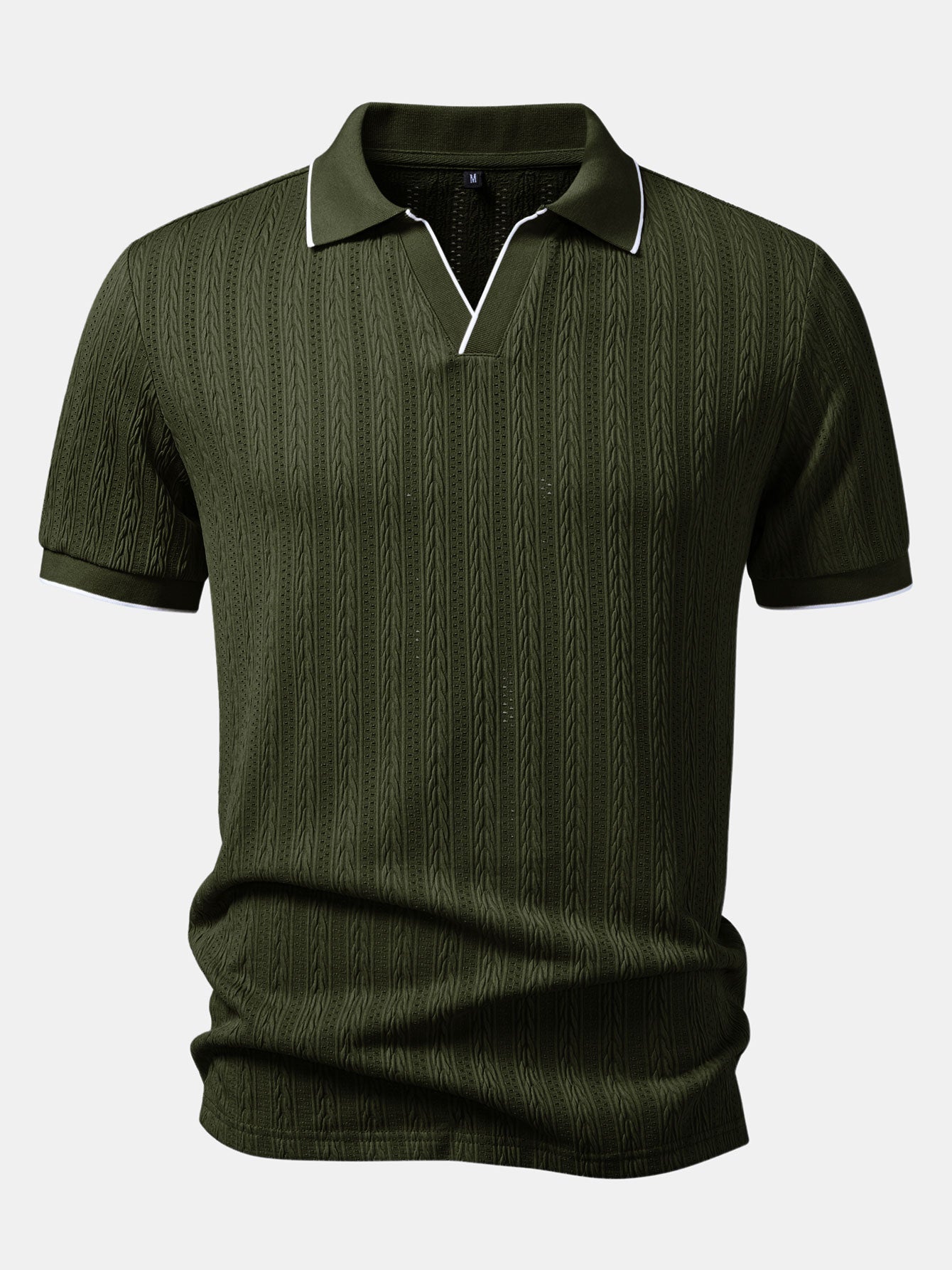 Geometric Jacquard Johnny Collar Polo