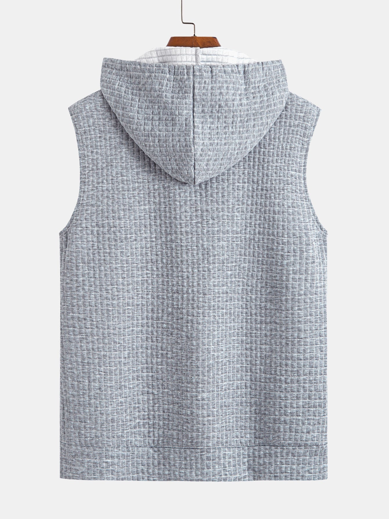 Sleeveless Waffle Zipper Hoodie
