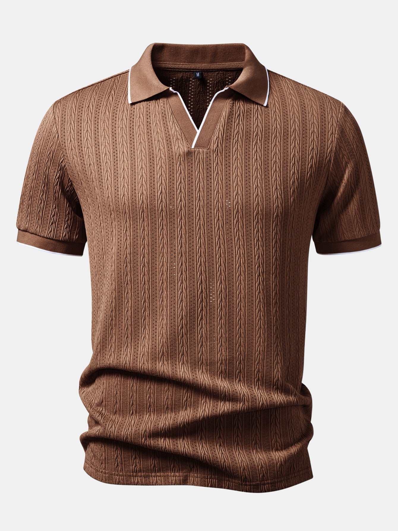 Geometric Jacquard Johnny Collar Polo