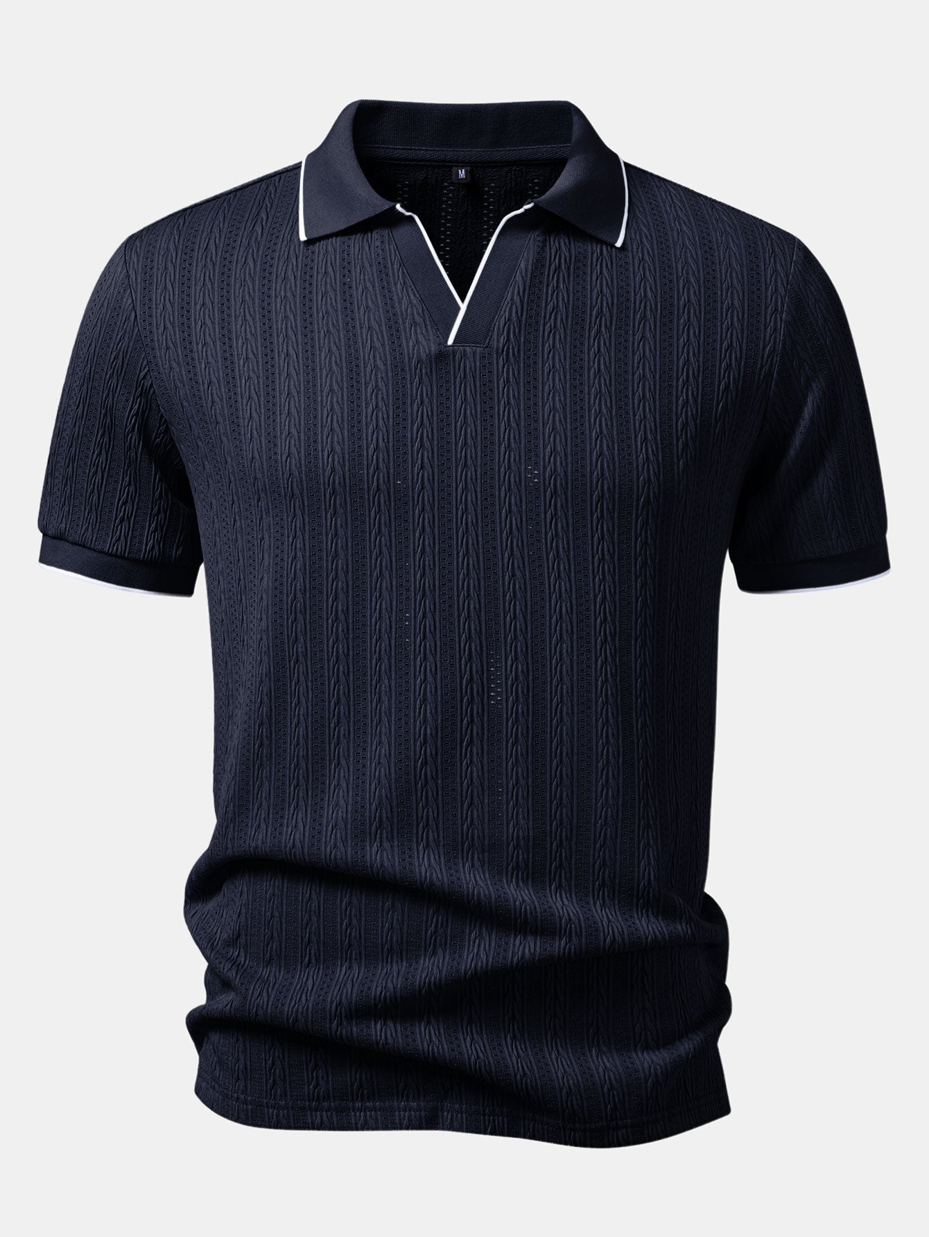 Geometric Jacquard Johnny Collar Polo