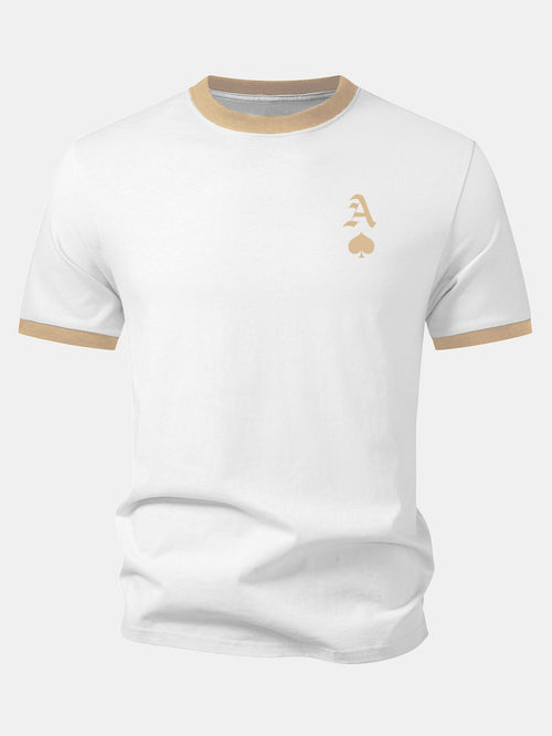 Ace Of Spades Print Contrast Ringer T-Shirt