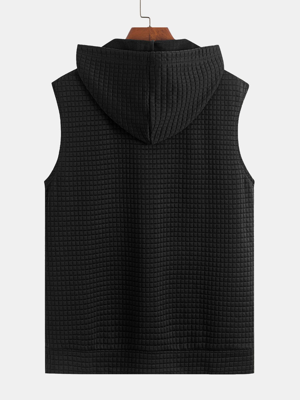 Sleeveless Waffle Zipper Hoodie