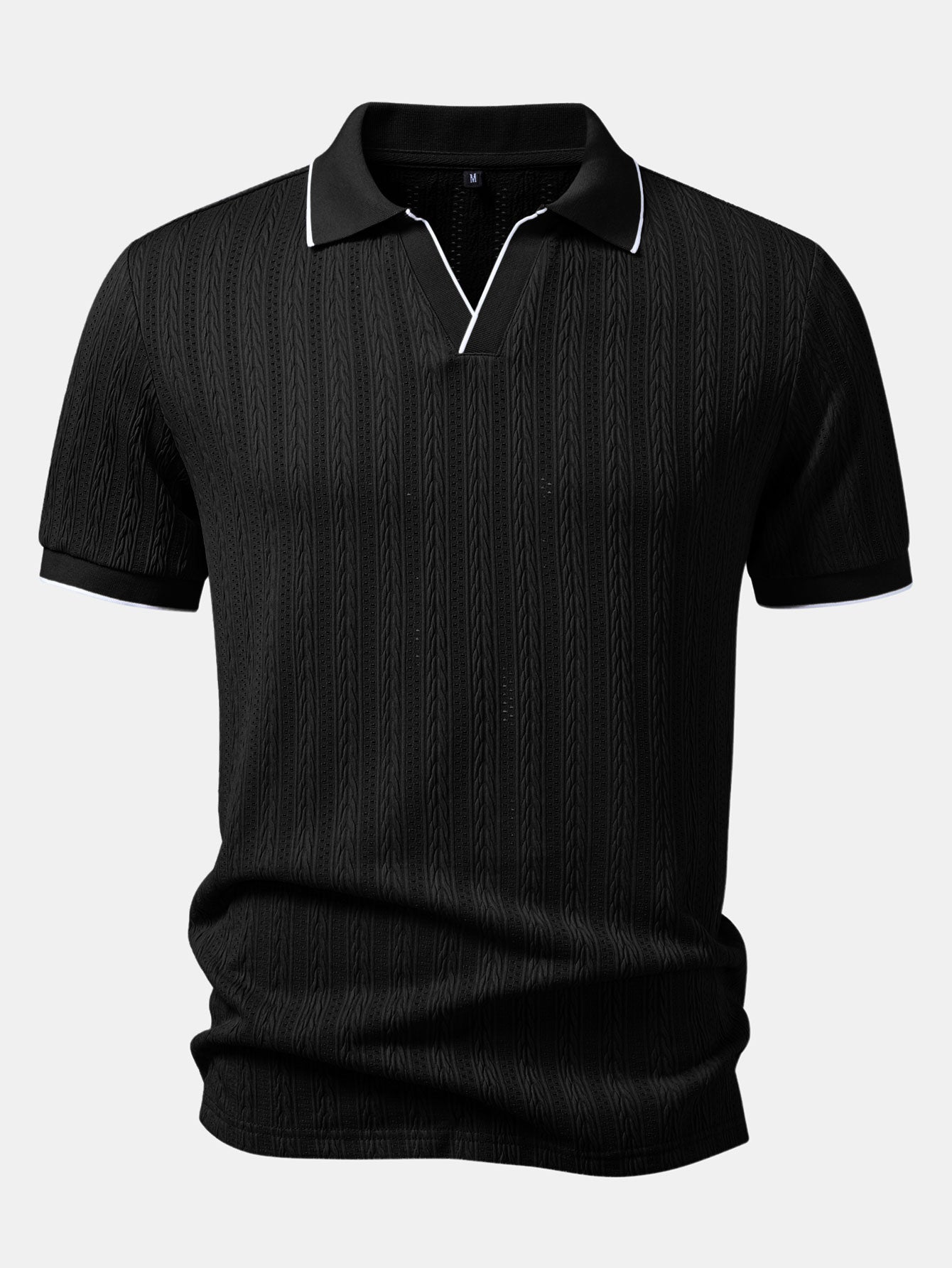 Geometric Jacquard Johnny Collar Polo