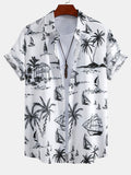 Island Sailing Print Button Up Shirt