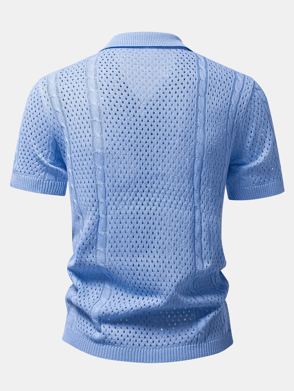 Open Knit Shirt & Crinkle Textured Drawstring 5" Shorts