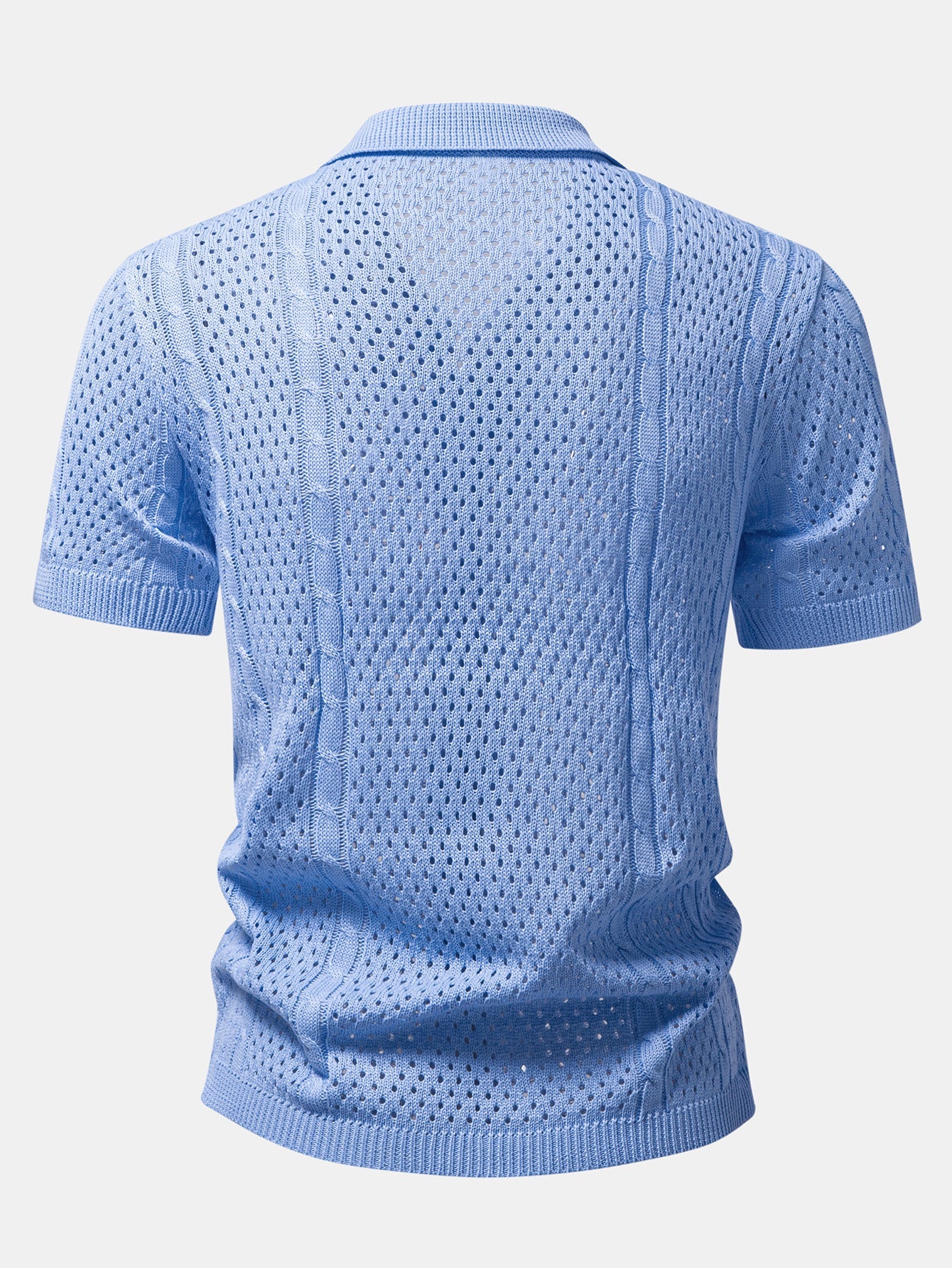 Open Knit Shirt & Crinkle Textured Drawstring 5" Shorts