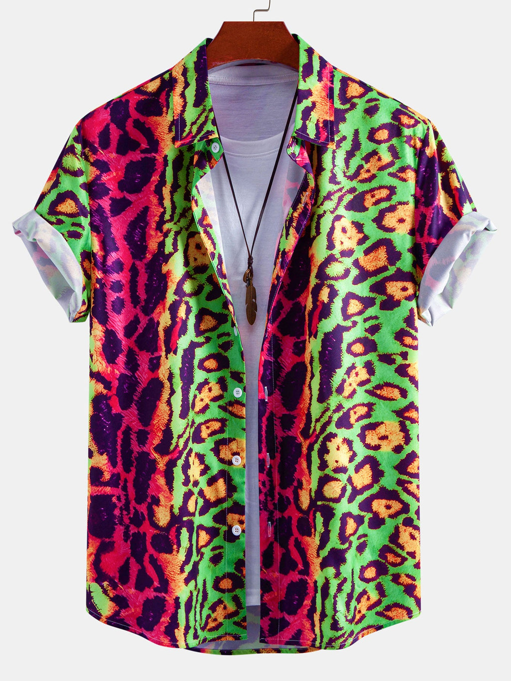 Colorful Leopard Print Button Up Shirt