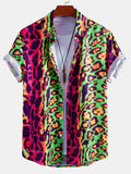 Colorful Leopard Print Button Up Shirt