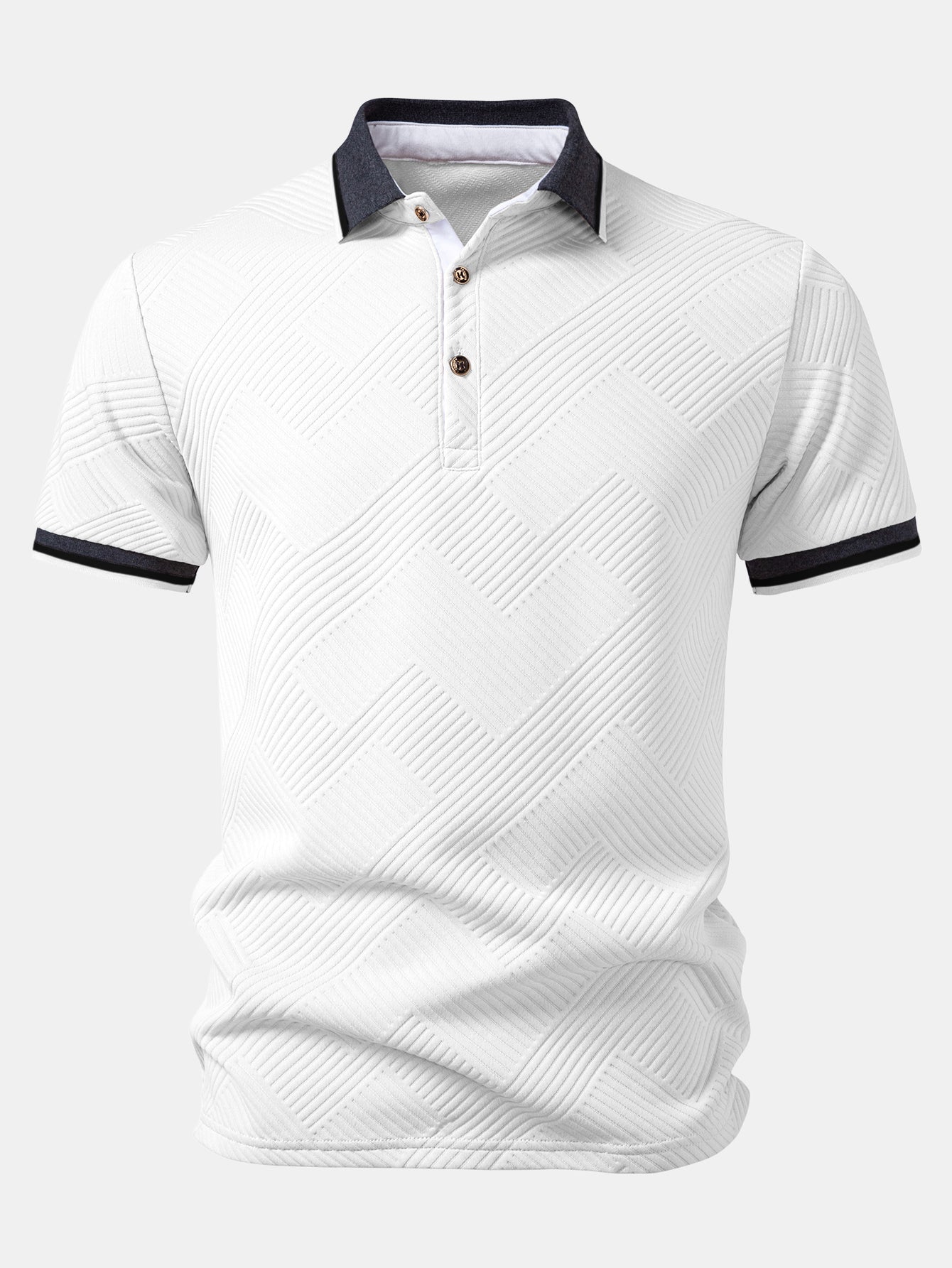 Contrast Trim Stripe Jacquard Polo