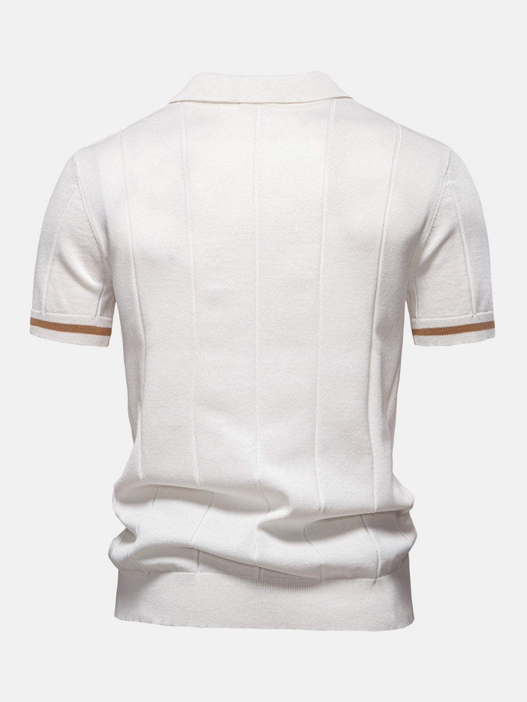 Contrast Trim Zipper Knit Polo Shirt