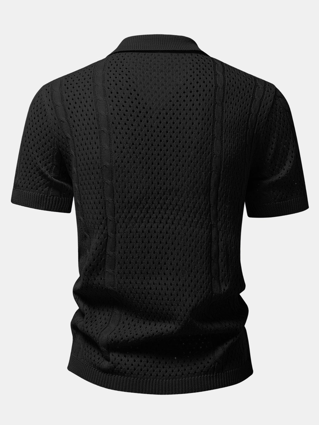 Open Knit Shirt & Crinkle Textured Drawstring 5" Shorts
