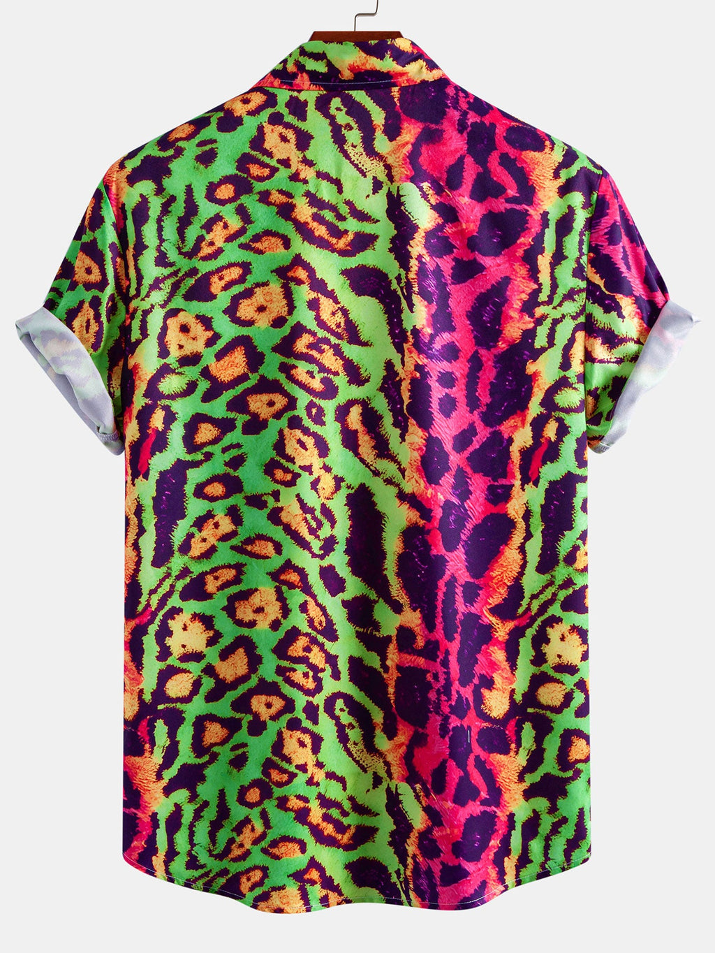 Colorful Leopard Print Button Up Shirt