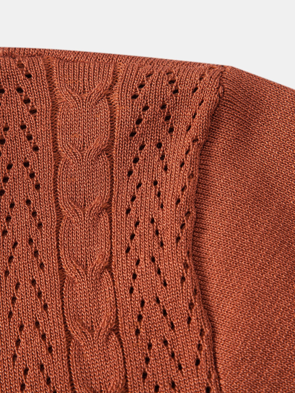 Twisted Jacquard Button Up Knit Shirt & Straight Leg Linen Pants