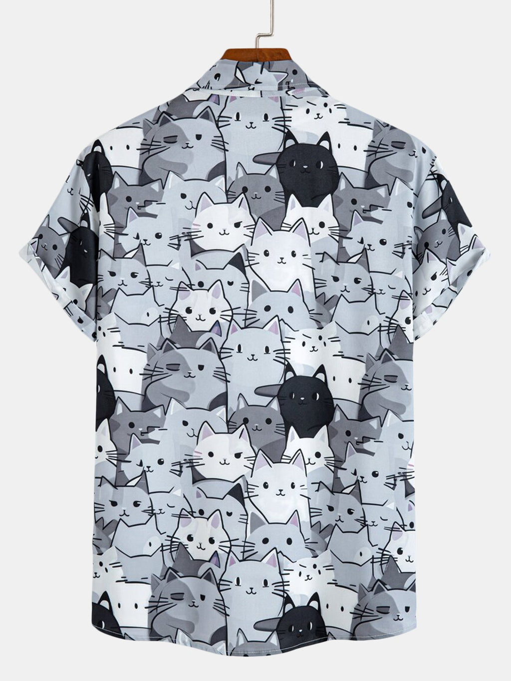 Cartoon Cat Print Button Up Shirt
