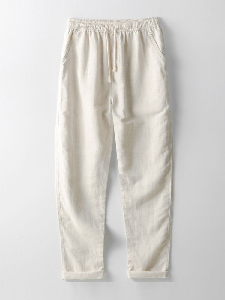Short Sleeve Linen Look Button Up Shirt & Straight Leg Linen Pants
