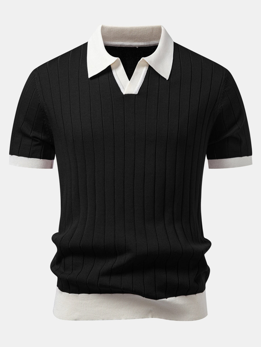 Contrast Trim Stripe Johnny Collar Polo & Slim Fit Tapered Trousers
