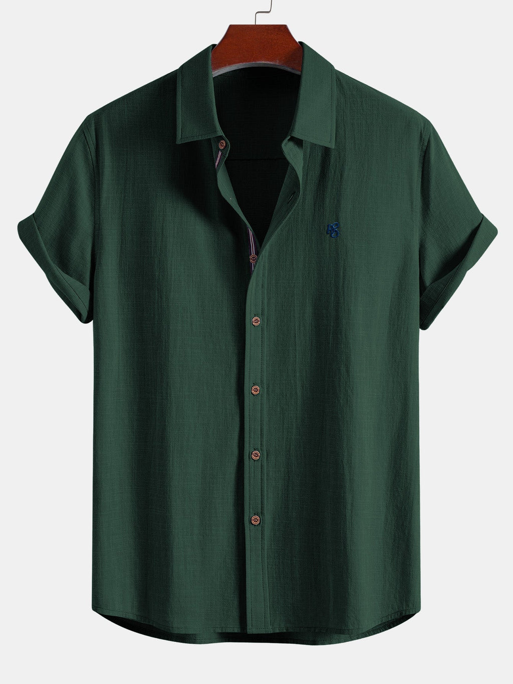 Short Sleeve Linen Look Button Up Shirt & Straight Leg Linen Pants
