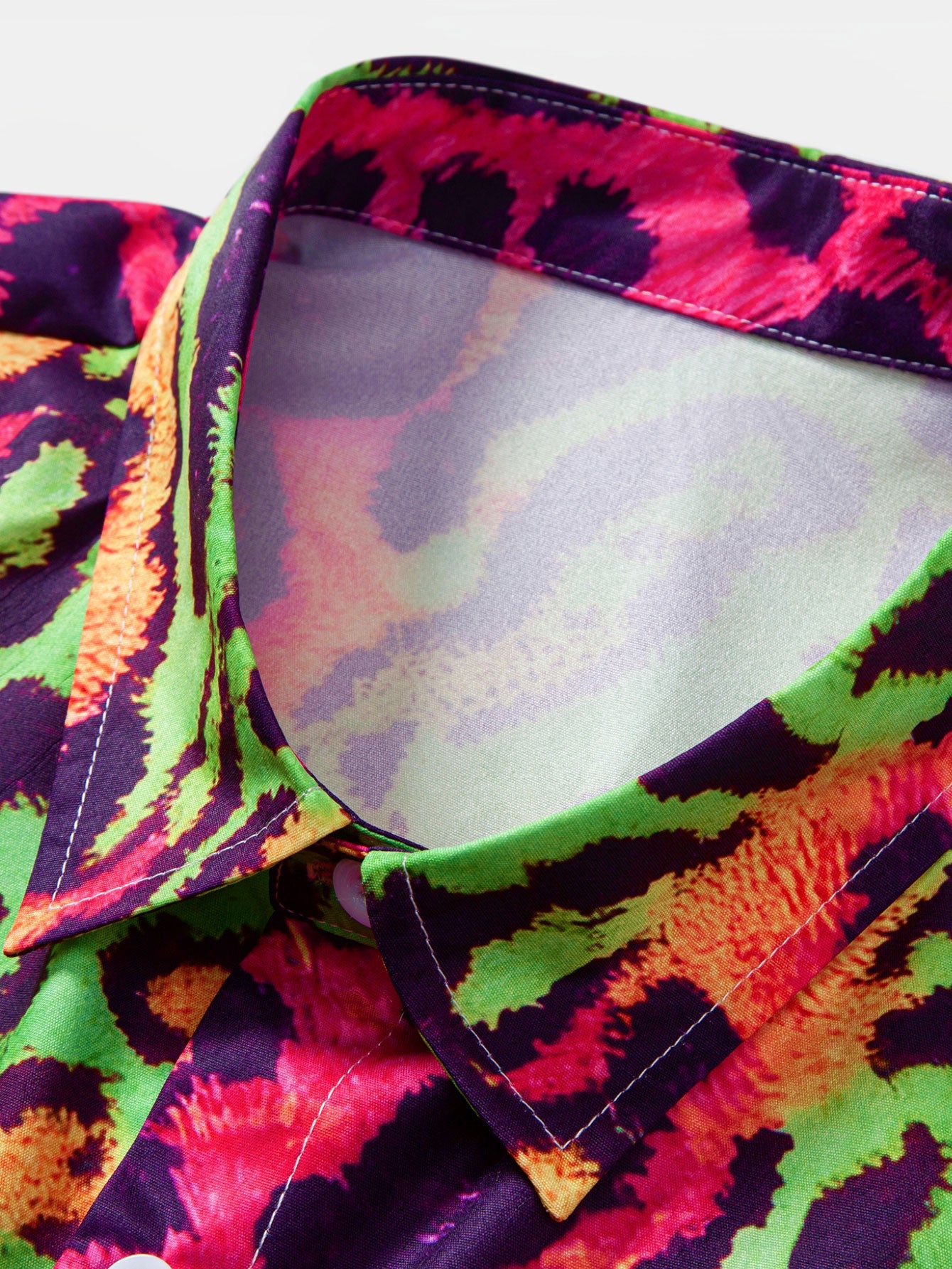 Colorful Leopard Print Button Up Shirt