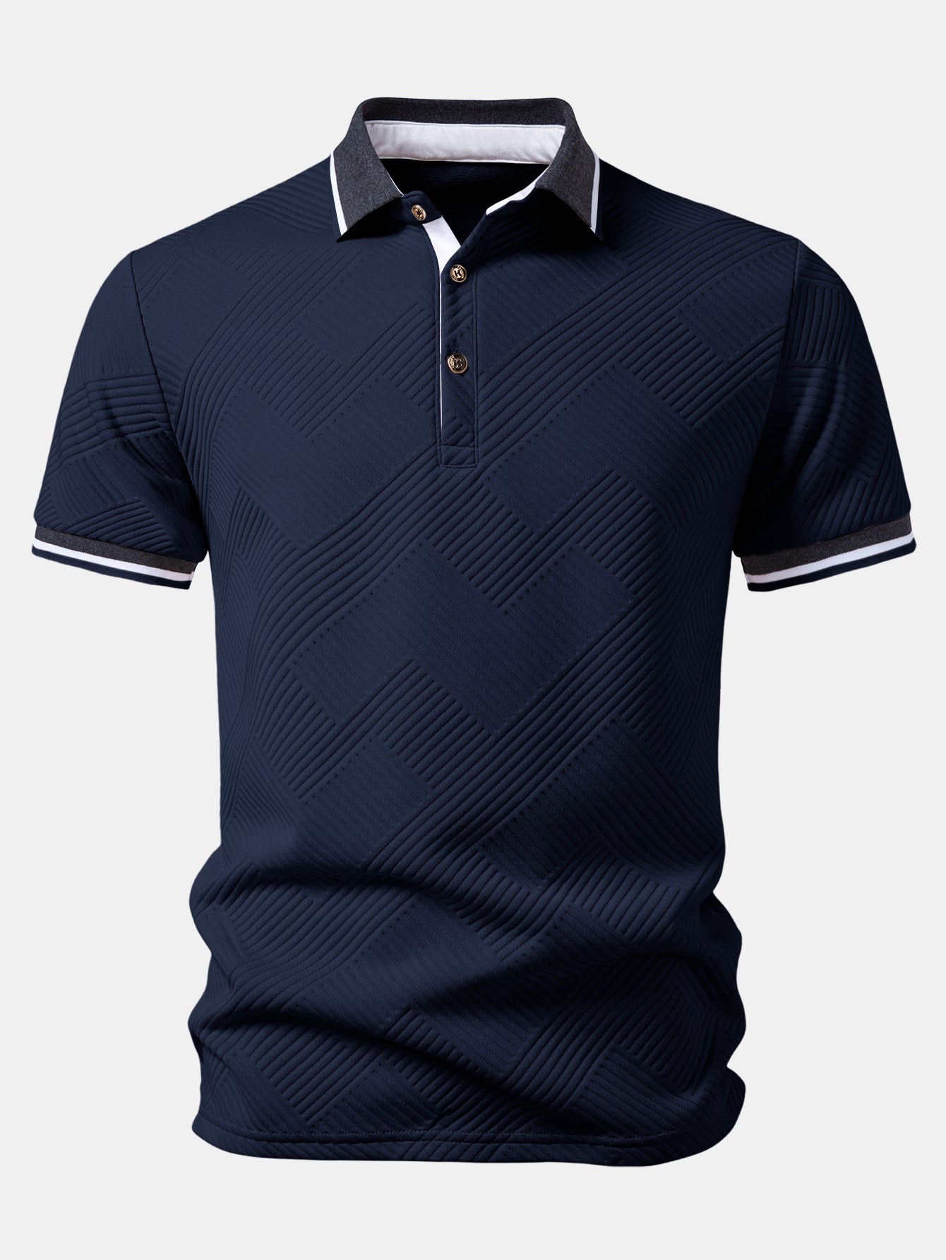 Contrast Trim Stripe Jacquard Polo