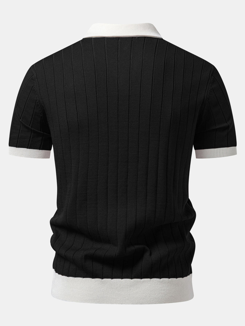 Contrast Trim Stripe Johnny Collar Polo & Slim Fit Tapered Trousers