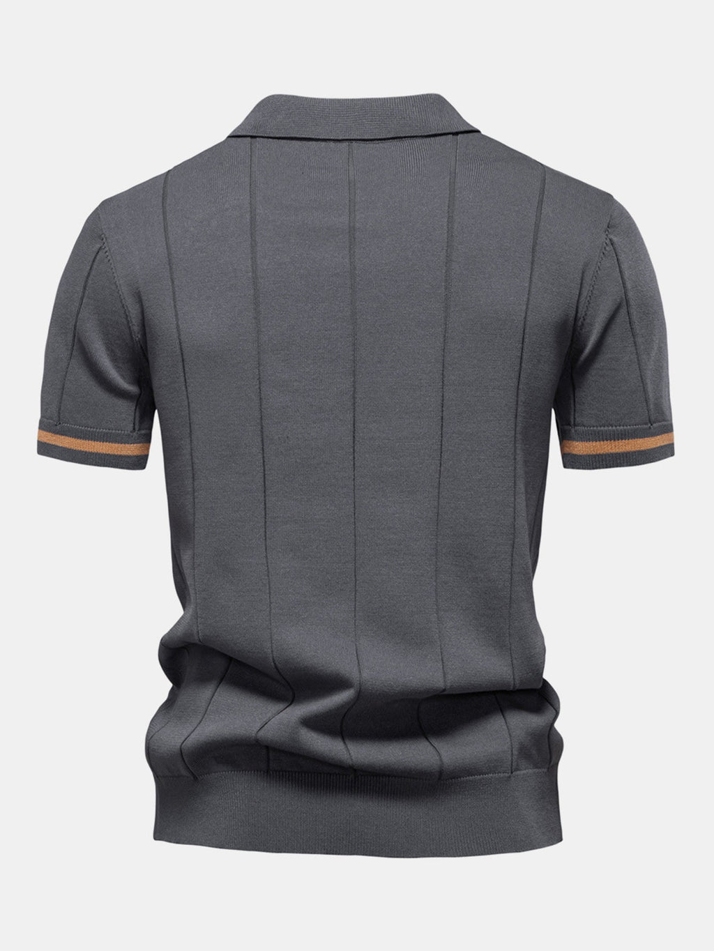 Contrast Trim Zipper Knit Polo Shirt