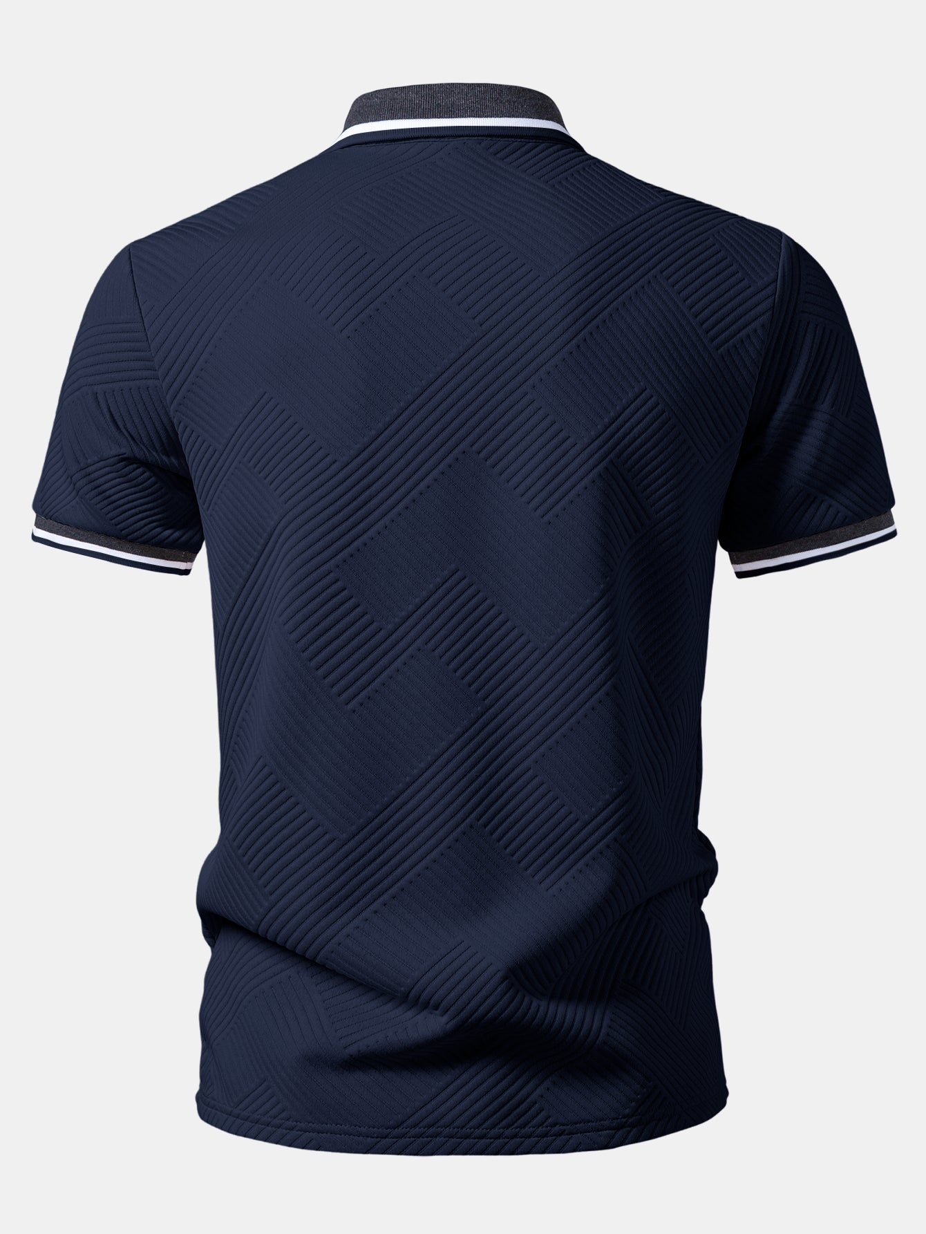 Contrast Trim Stripe Jacquard Polo