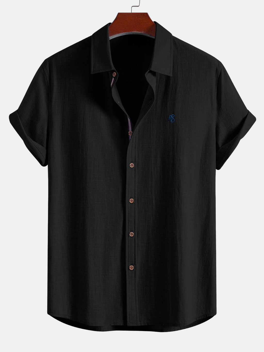 Short Sleeve Linen Look Button Up Shirt & Straight Leg Linen Pants