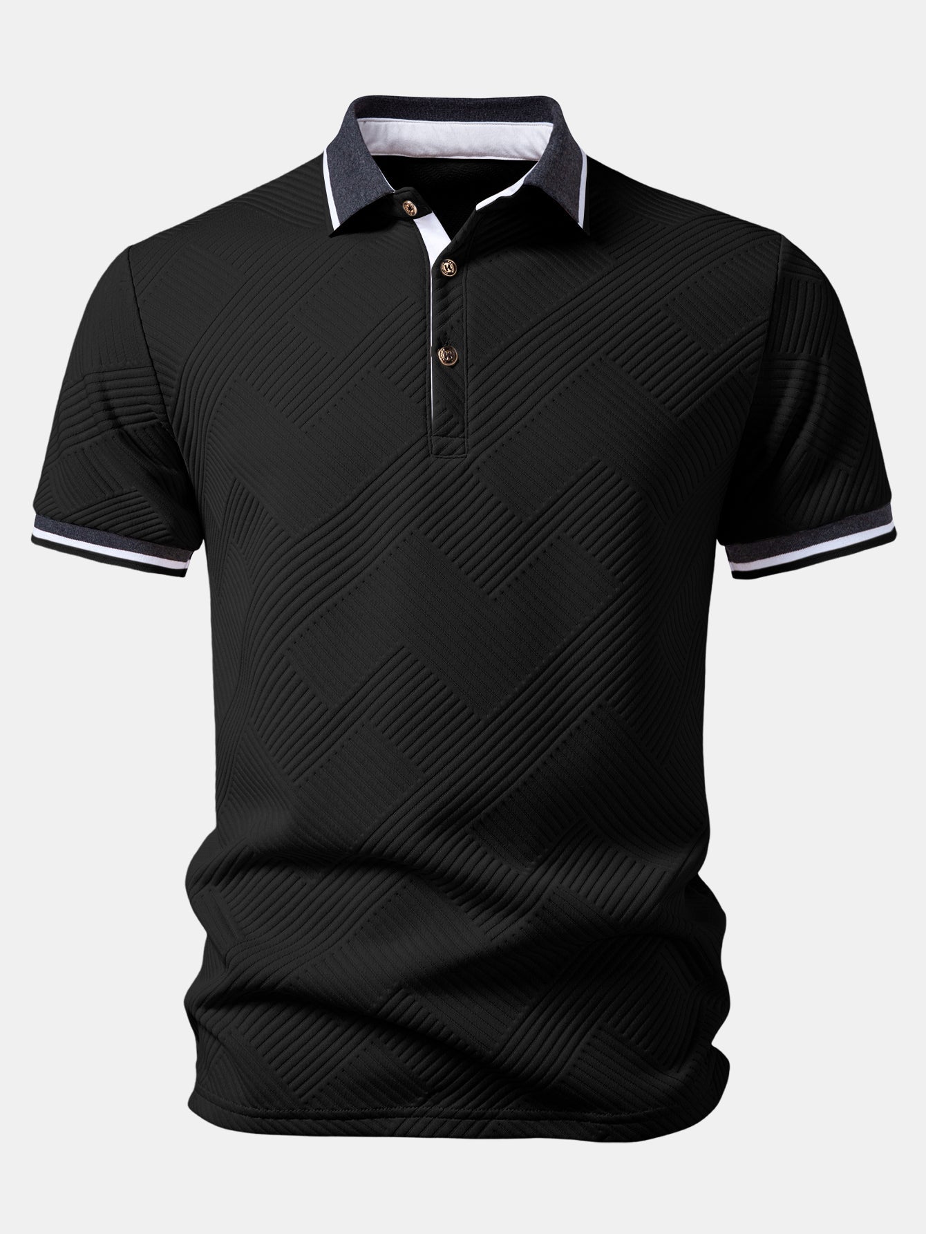 Contrast Trim Stripe Jacquard Polo