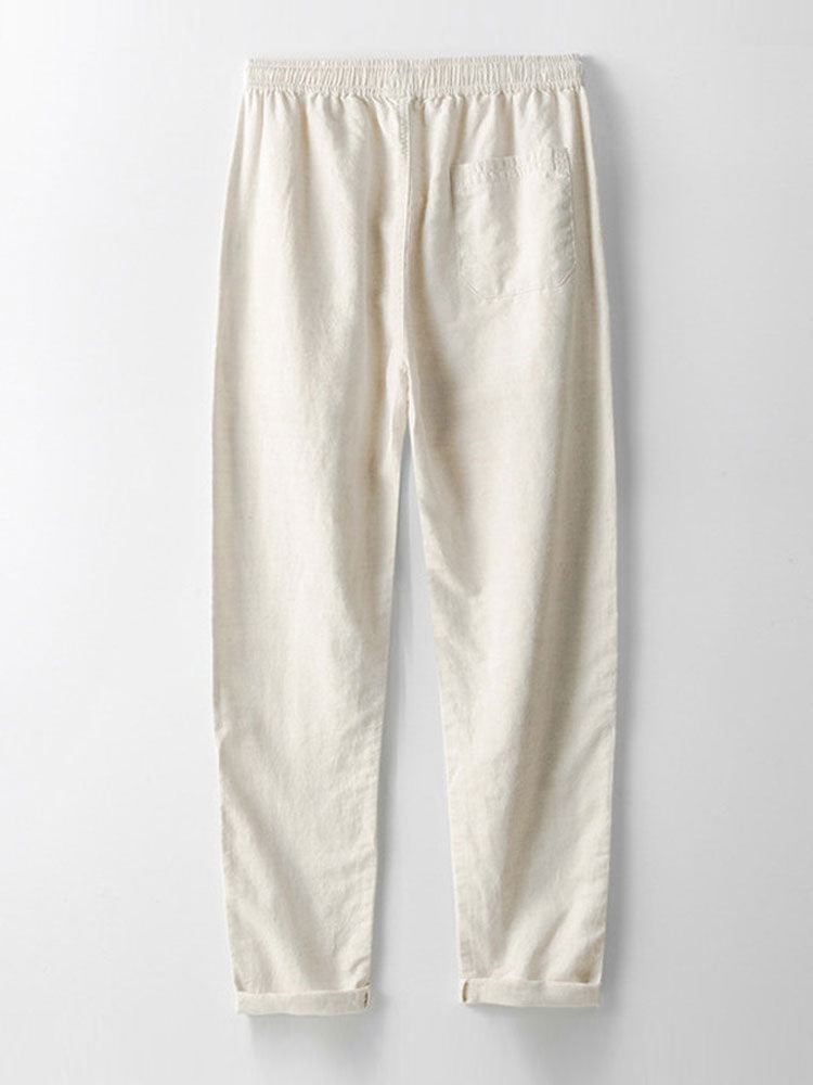 Twisted Jacquard Button Up Knit Shirt & Straight Leg Linen Pants