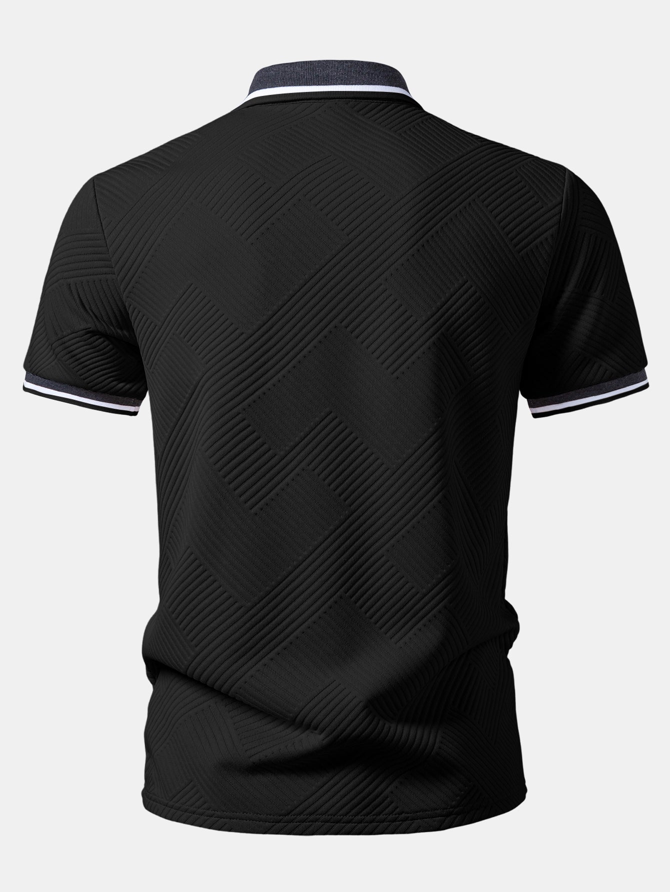 Contrast Trim Stripe Jacquard Polo