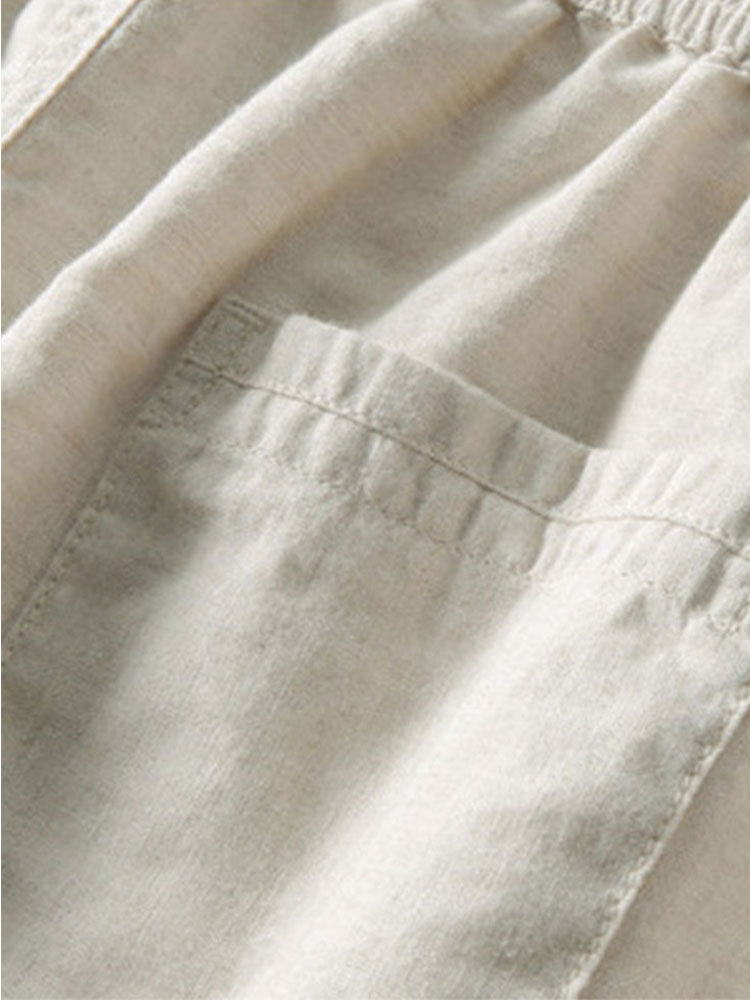 Open Knit Shirt & Straight Leg Linen Pants