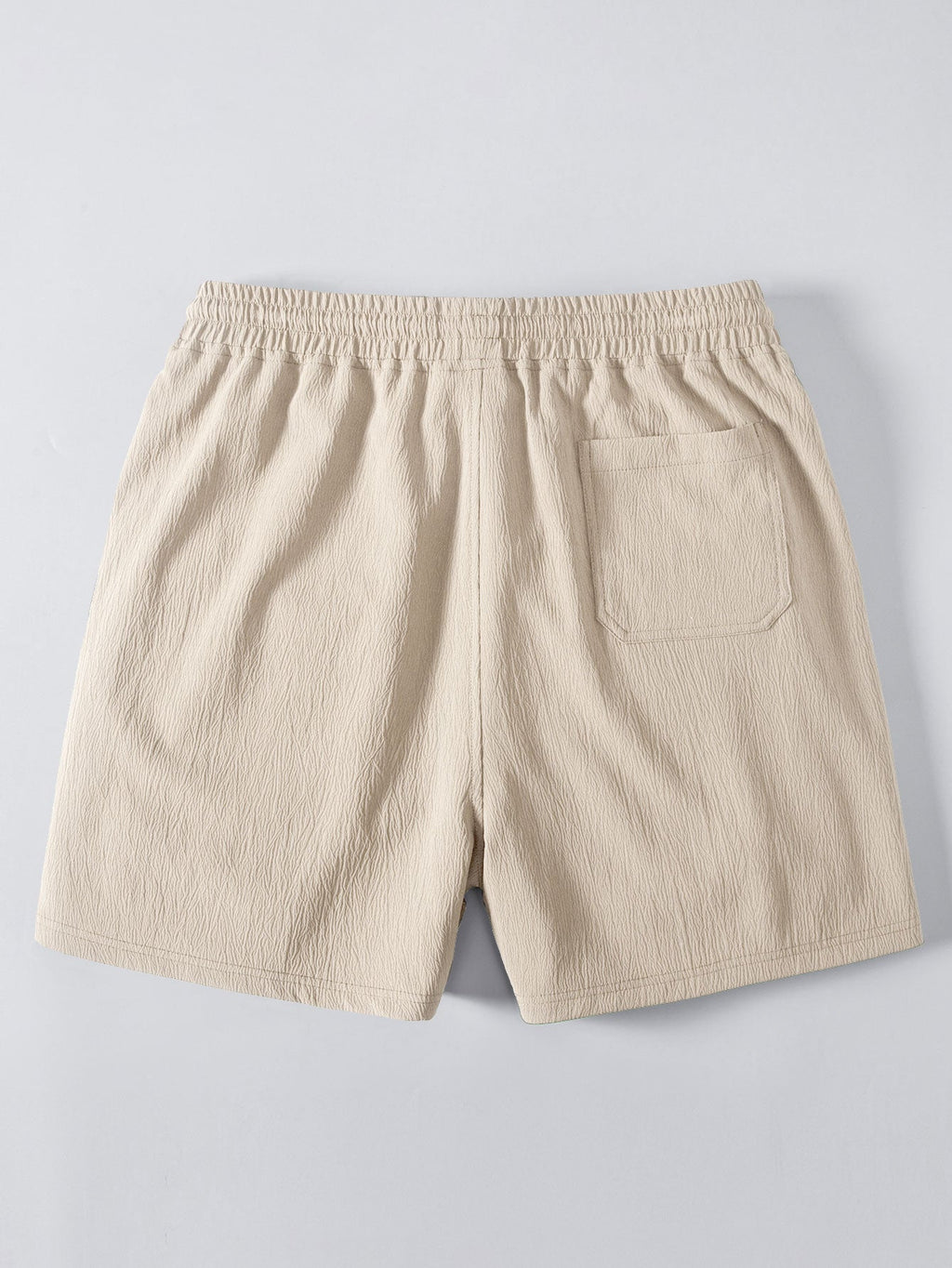 Geometric Jacquard Eyelet Cuban Shirt & Crinkle Textured Drawstring 5" Shorts