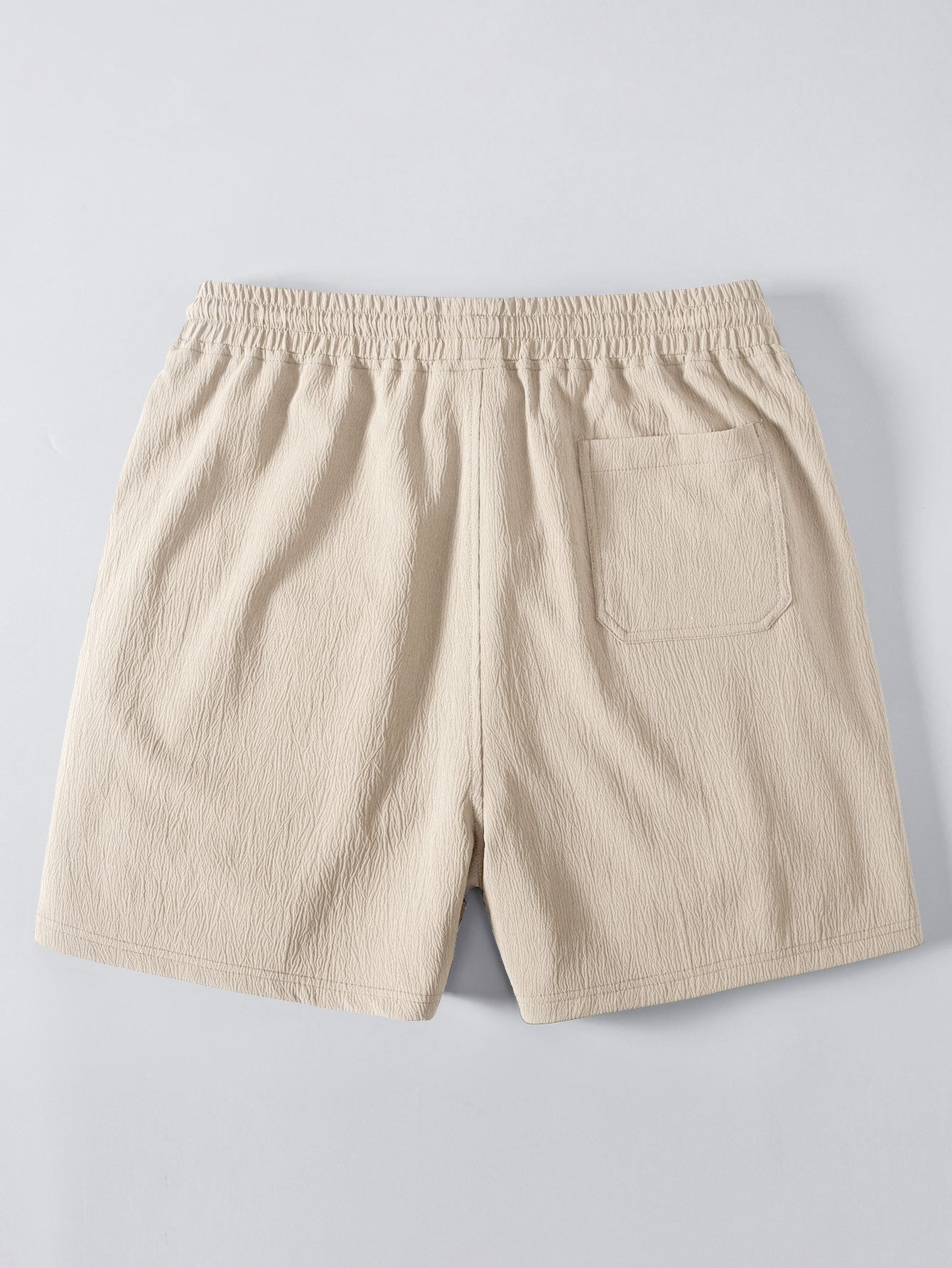 Geometric Jacquard Eyelet Cuban Shirt & Crinkle Textured Drawstring 5" Shorts