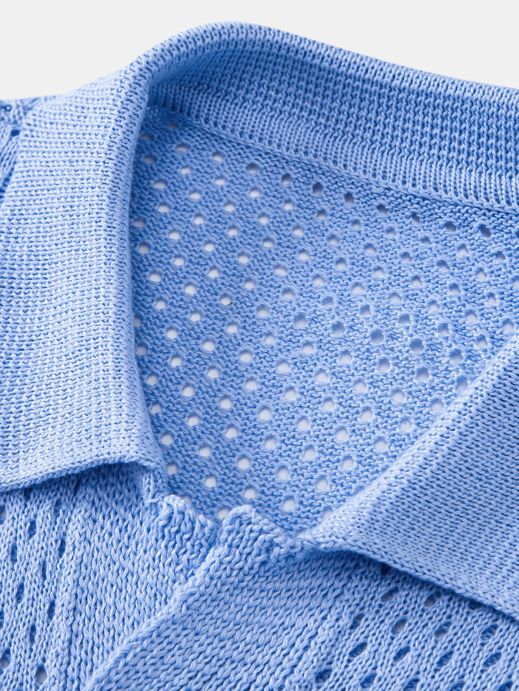 Open Knit Shirt & Crinkle Textured Drawstring 5" Shorts