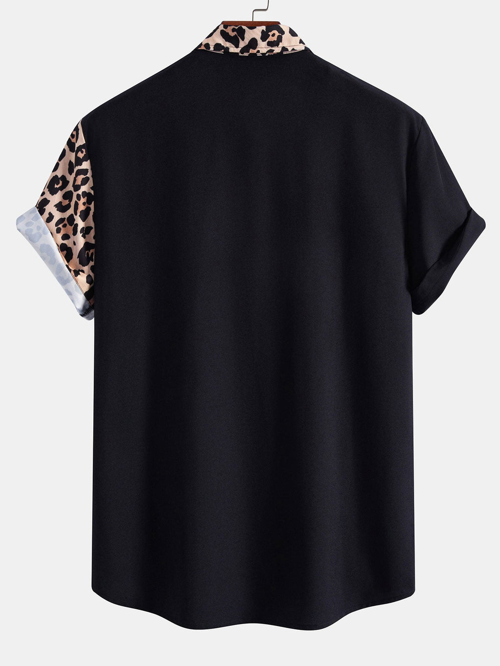 Leopard Print Patchwork Button Up Shirt