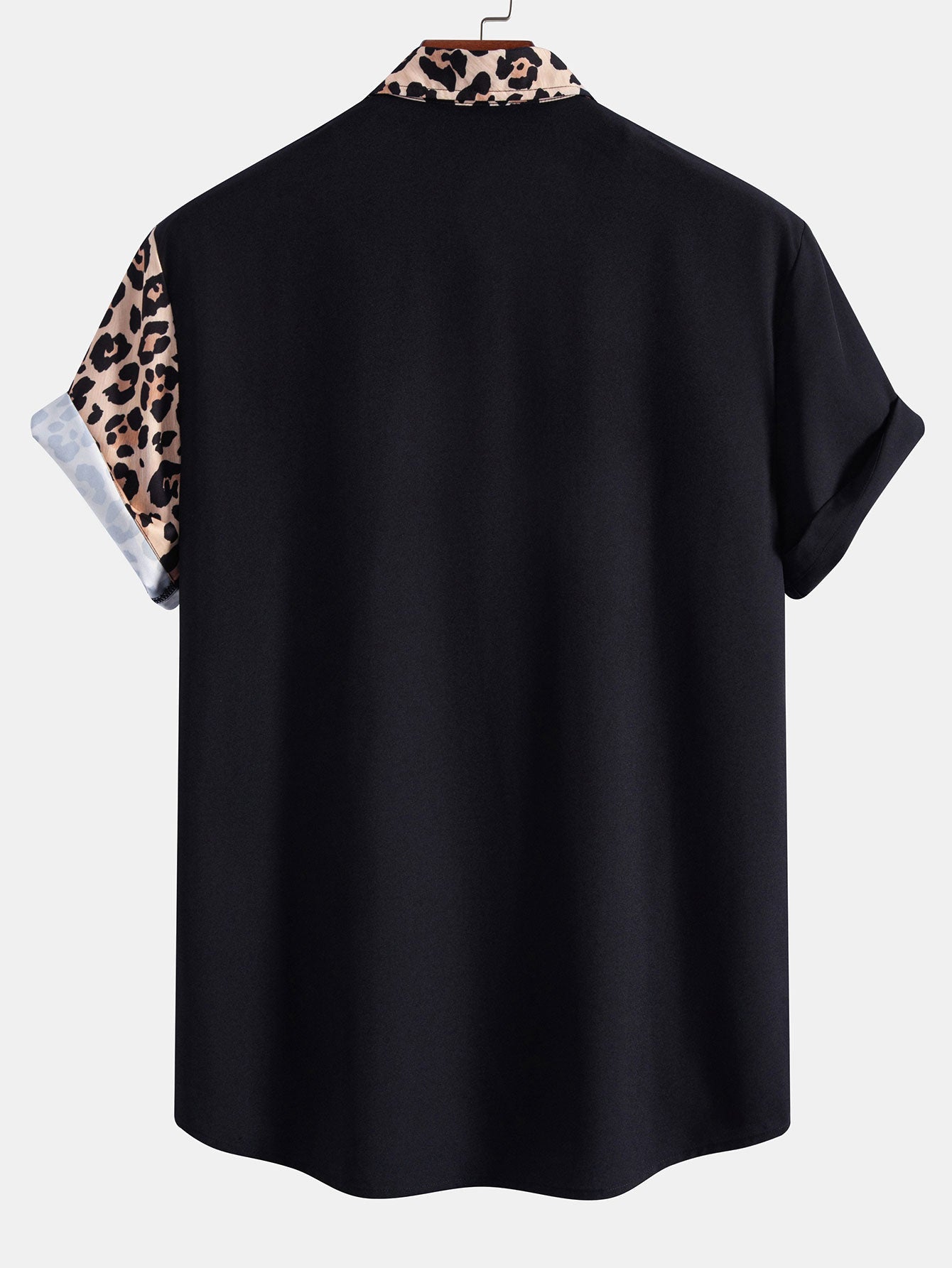 Leopard Print Patchwork Button Up Shirt