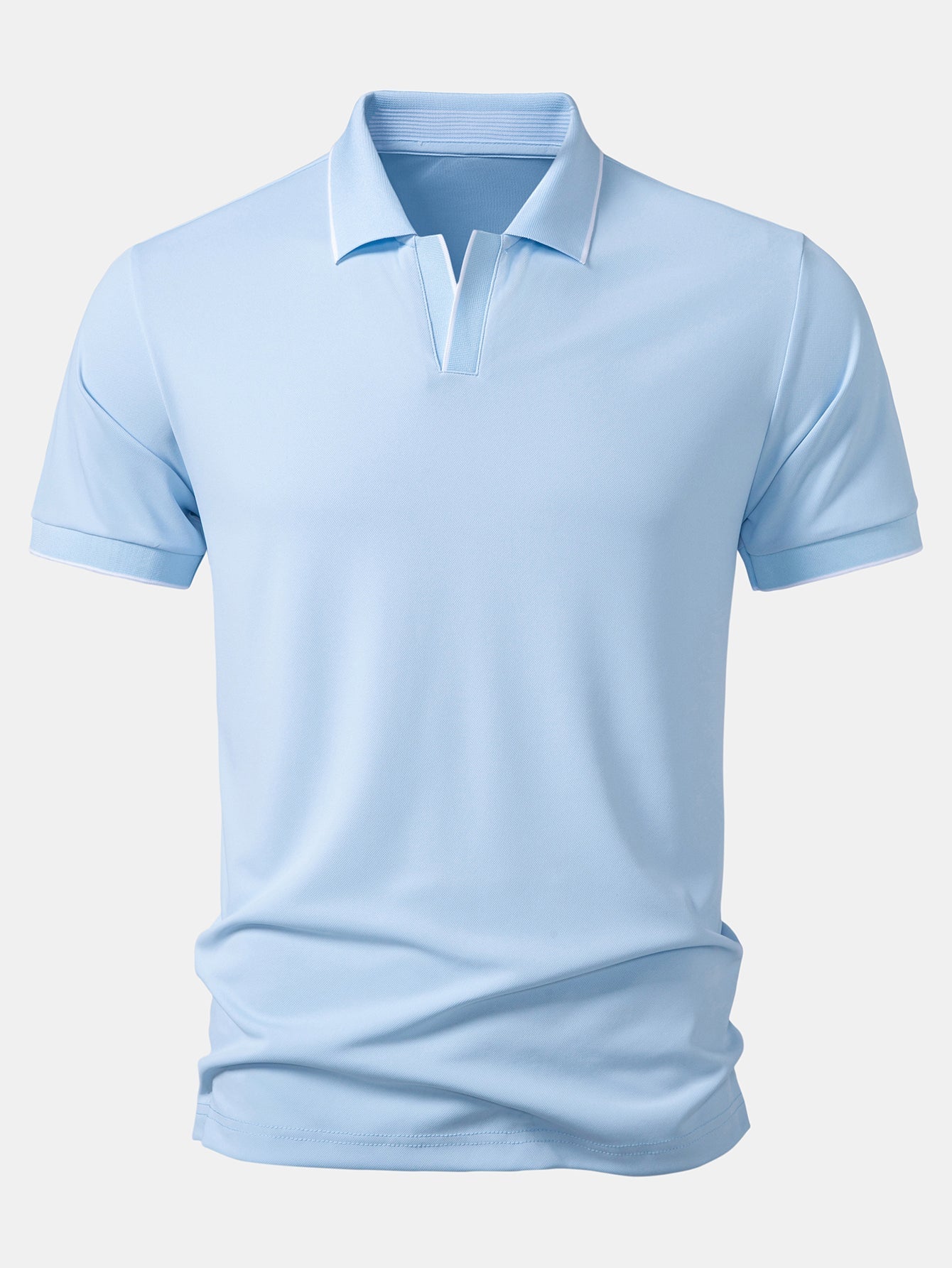 Contrast Trim Johnny Collar Polo
