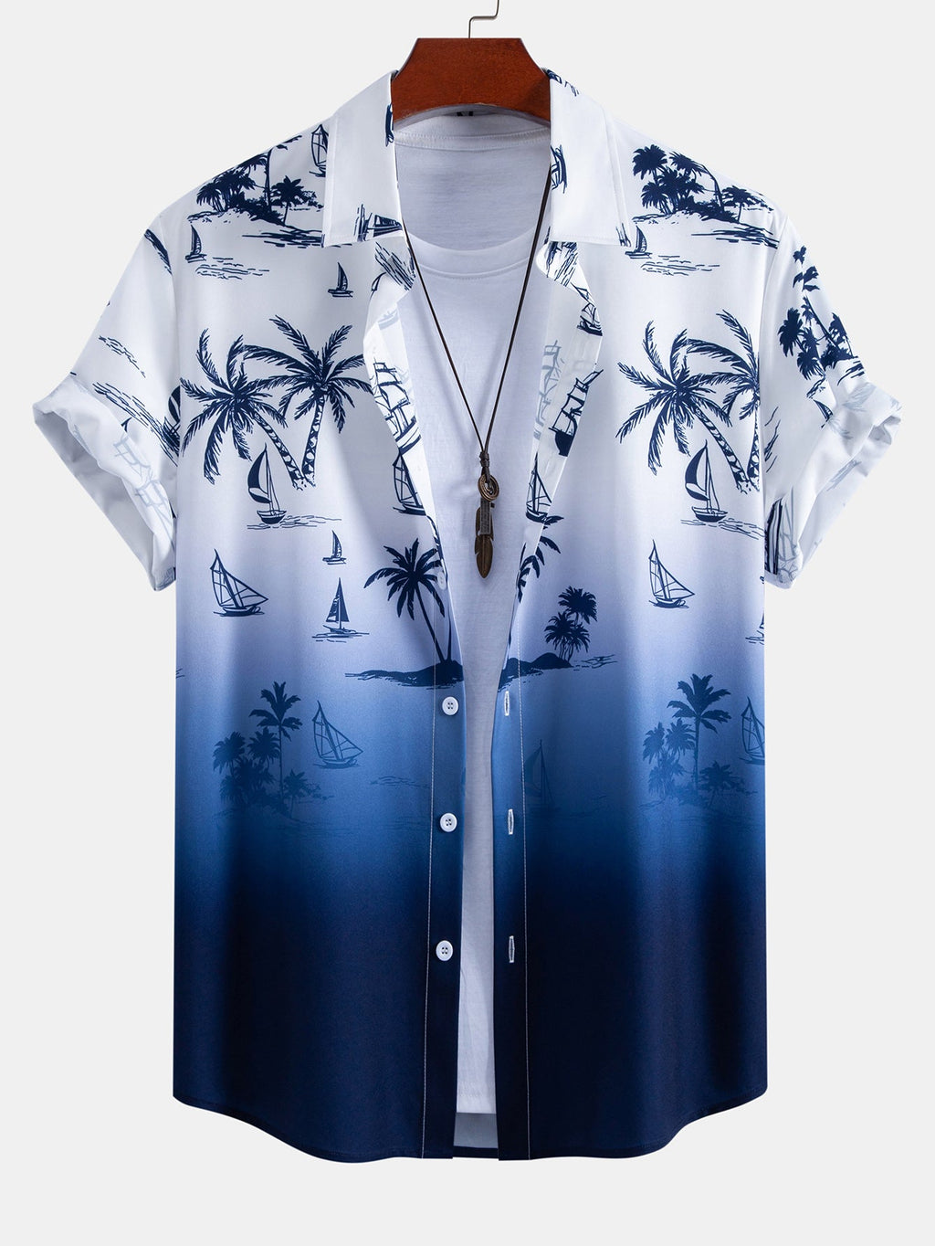 Gradient Island Palm Tree Print Shirt