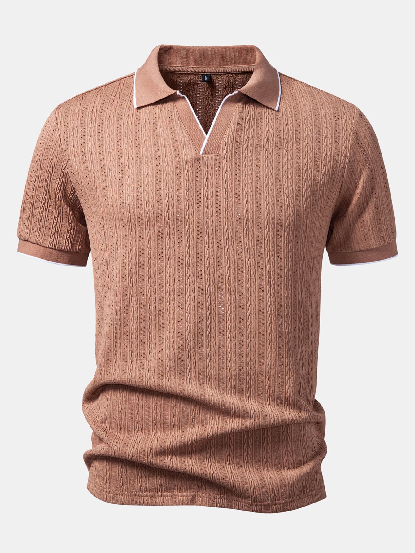 Geometric Jacquard Johnny Collar Polo