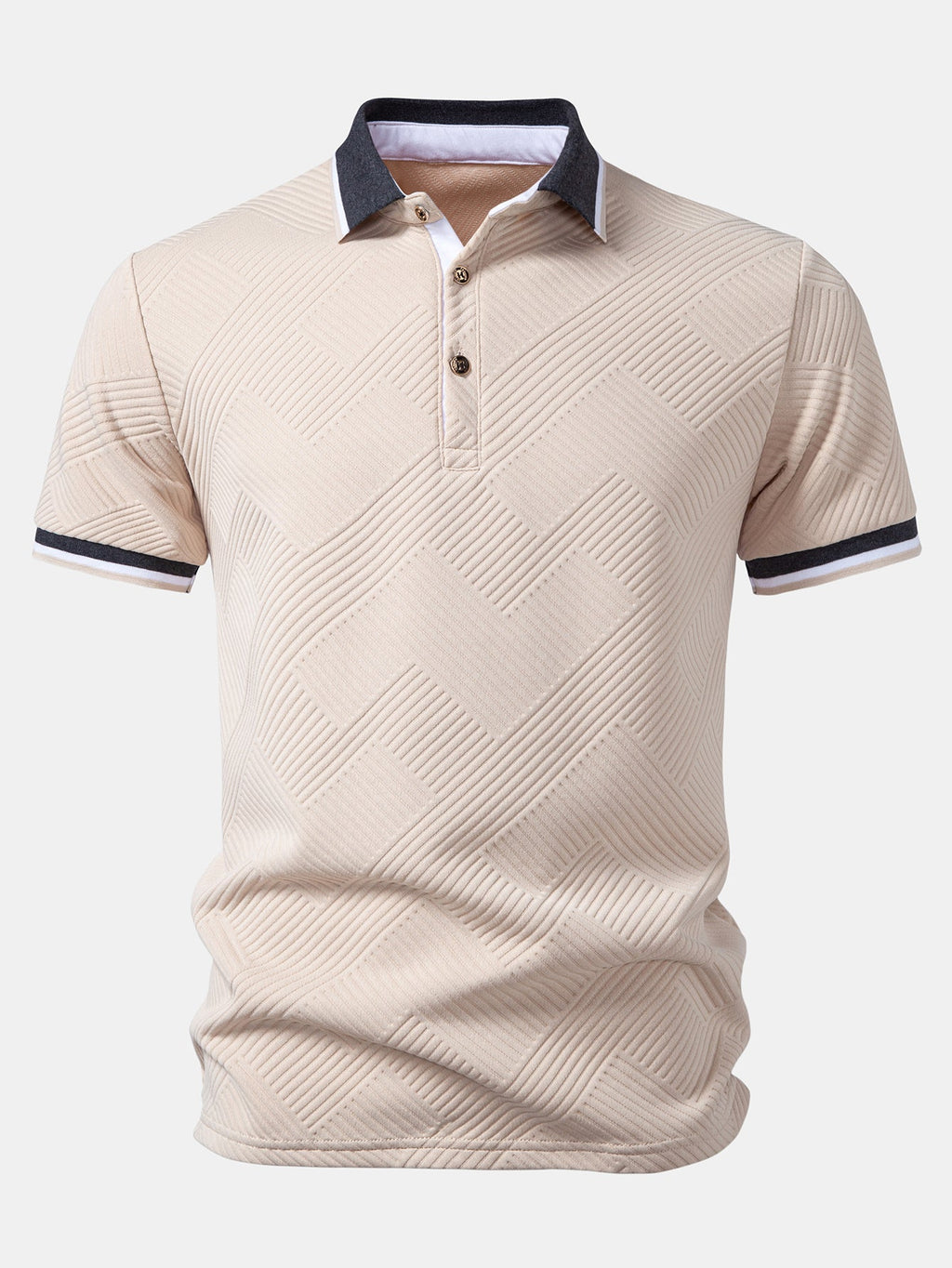 Contrast Trim Stripe Jacquard Polo