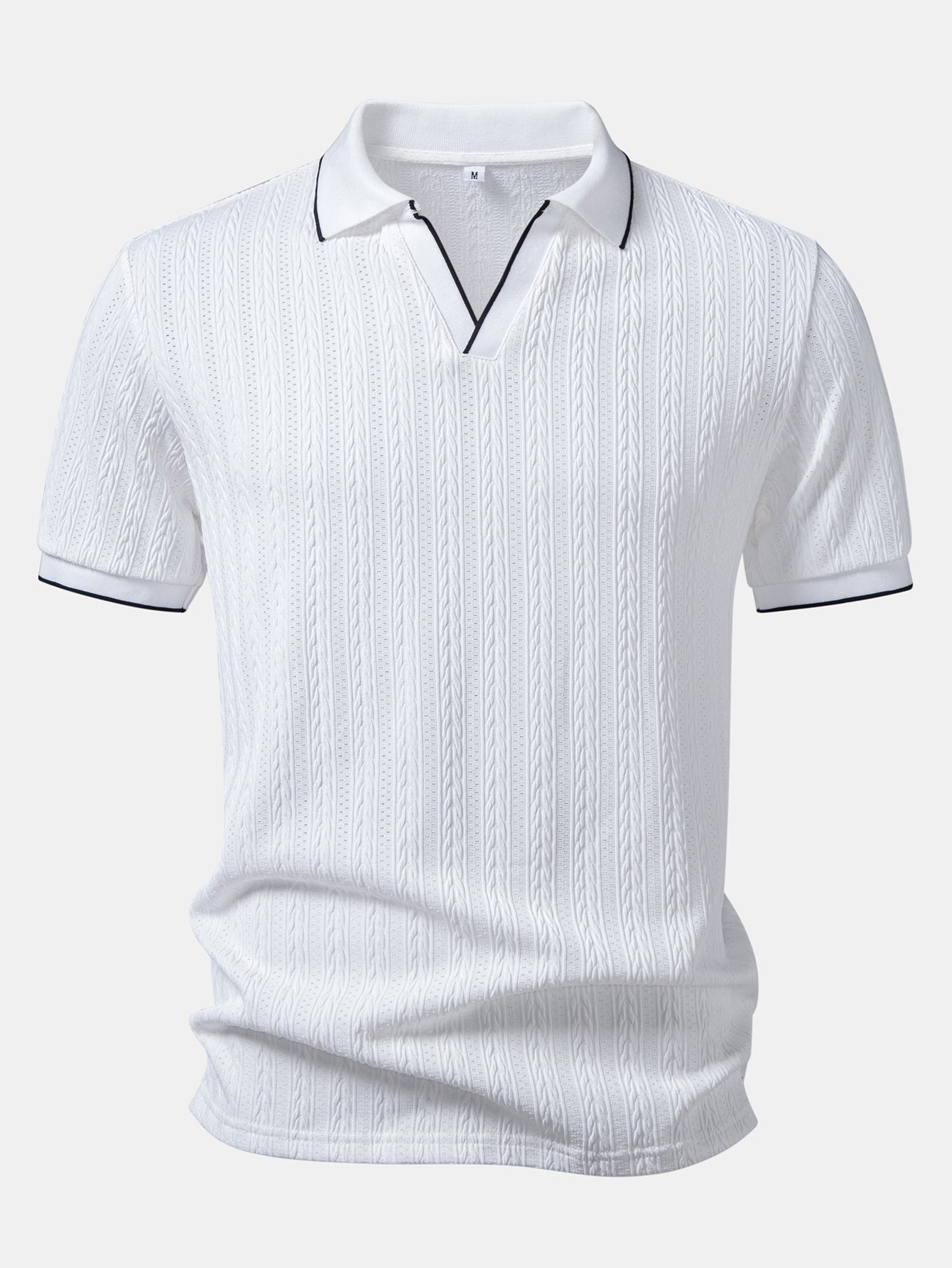 Geometric Jacquard Johnny Collar Polo