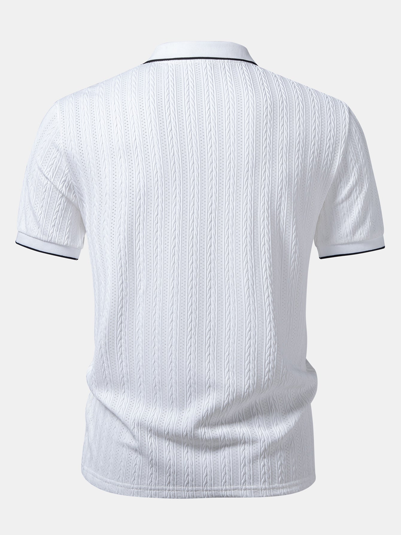 Geometric Jacquard Johnny Collar Polo