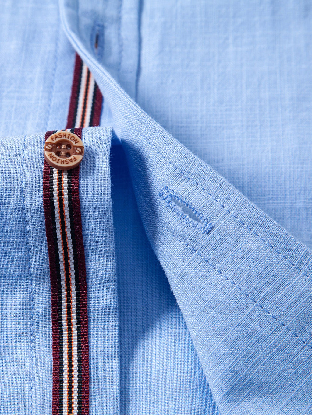 Short Sleeve Linen Look Stand Collar Shirt & Straight Leg Linen Pants